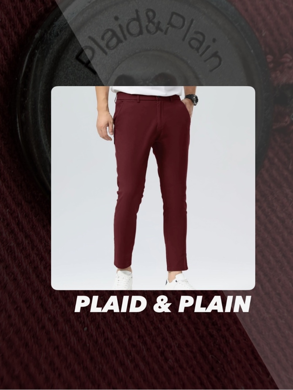 EUC Plaid & Plain Skinny Fit Chino Pants